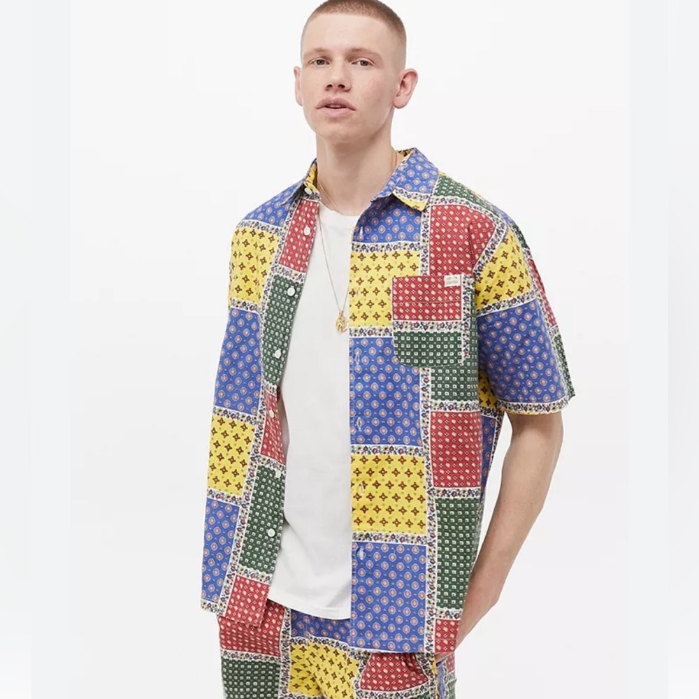 Urban Outfitters Men’s Multicolor Jupe‎ Patchwork Bandana Button Down Shirt Sz M